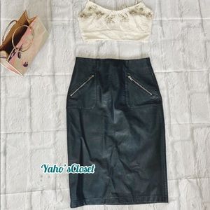 Zara leather midi skirt